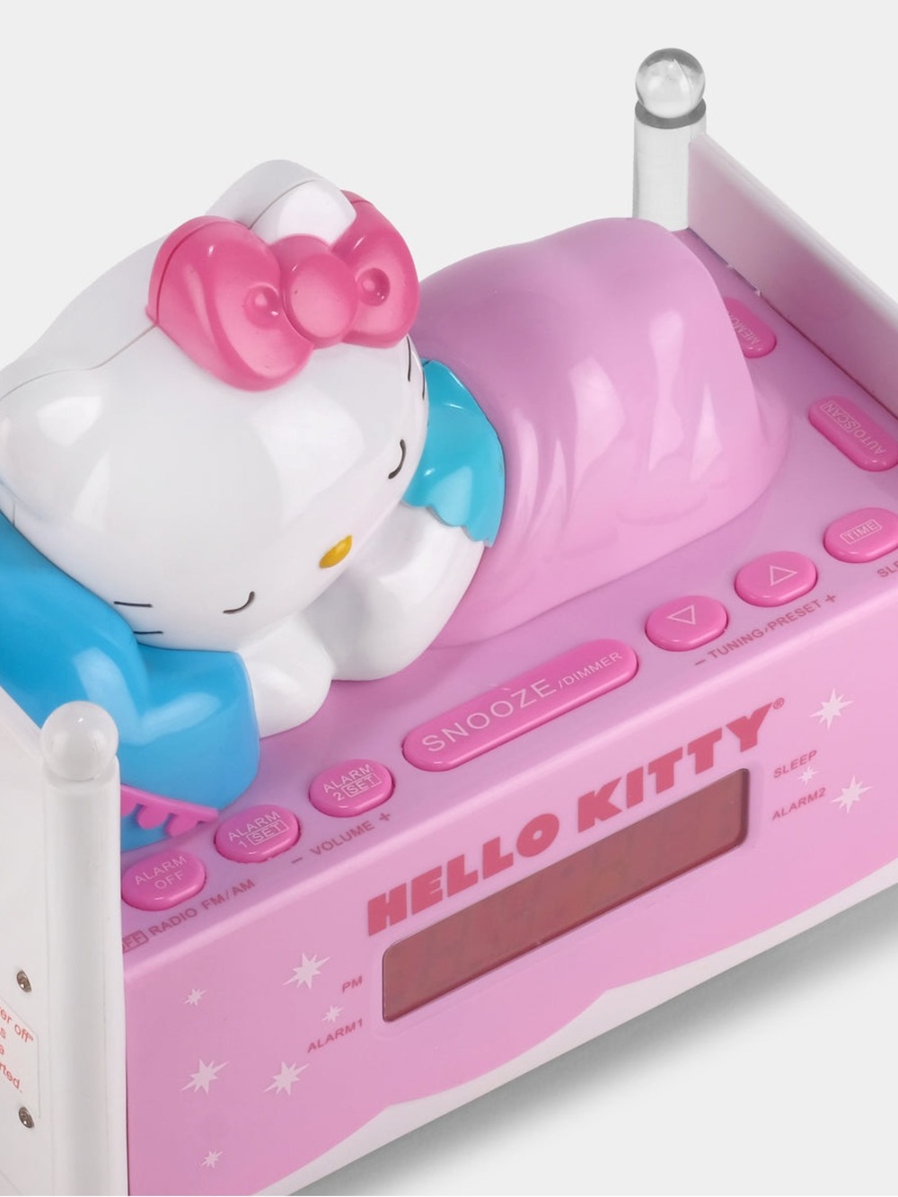 Hello Kitty Pink and White Kids Alarm Clock Radio with Blue Pillow
